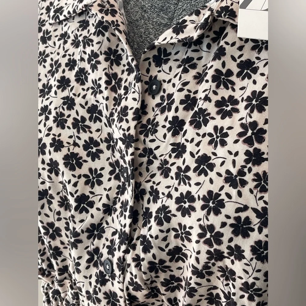 🆕Zara NWT girls size 10 boho style floral beige and‎ black pullover dress short